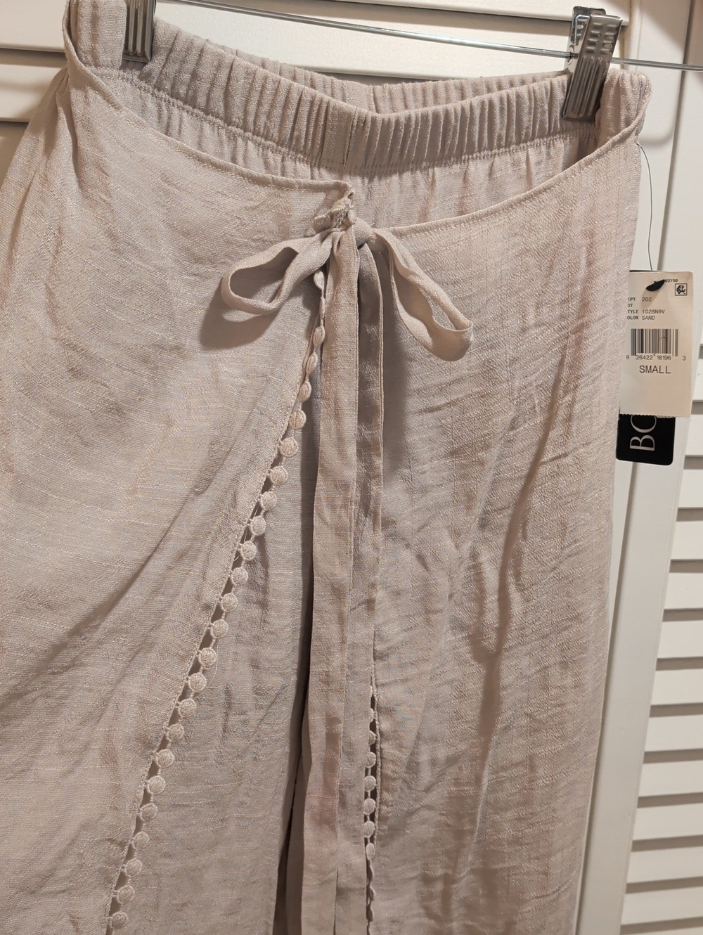 NWT Light Beige Tie-Front Wide Leg Pants Sz Small